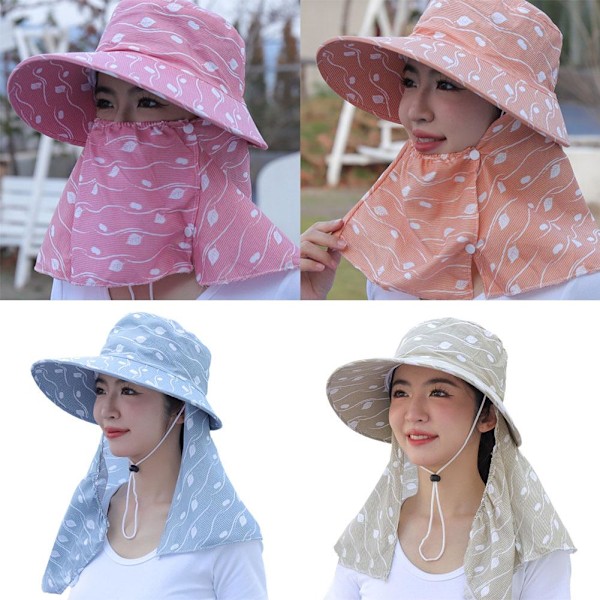 Solhatt UV Solskydd Hatt Trädgård Avtagbar Nacke Ansikte Flik Hatt Keps Ny Q6  pink 1pcs
