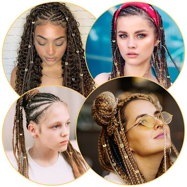 Hårringar för Dreadlocks Hårflätor Ihåliga Hår Hårnål Ring Flätor Pärlklämma Manschetter R2o5 Golden One size