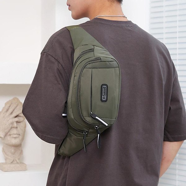 Multifunktionell Justerbar Midjeväska i Nylon Sling Bröstväska Axelväska P4R9 Gray One size