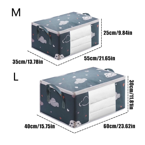 1 X Förvaringsväska för Kläder Stor Kapacitet Organizer för Täcken Filt Säng Q2U7 white L 1pcs