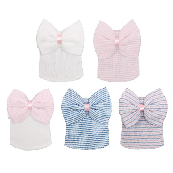 Vår Sommar Stor Rosett Randig Babyhatt Enfärgad Baby Pojkar Flickor Mössa För Nyfödd Turban W0p7 Pink and white stripes One size