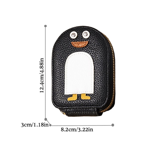 1X Tecknad Pingvin Visitkortshållare PU Myntbörs P1F7 2024 Söt Plånbok S8H6 black ONE-SIZE