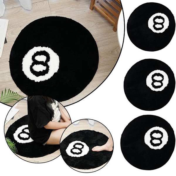 Biljard 8 Ball Matta Rund Tufting Halkskydd Golvmatta Matta Nej blackA 60*60cm