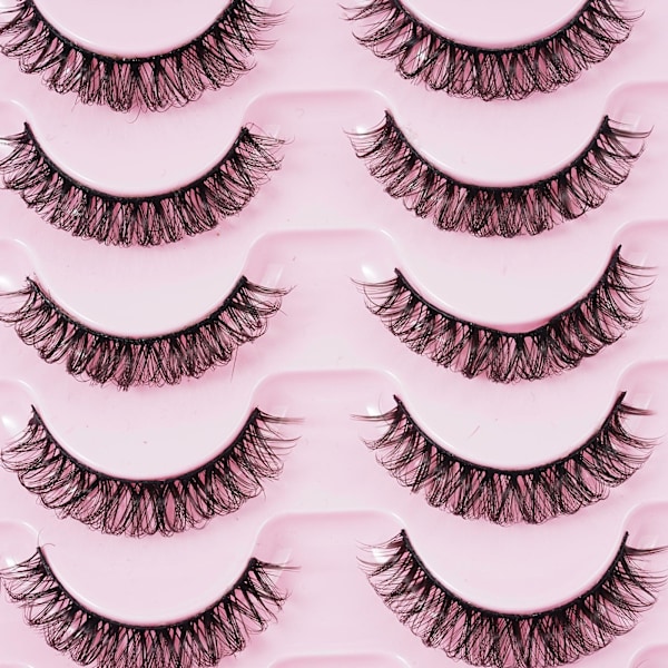 10 par ryska lösögonfransar D Curl Mink False R0F9 Fullständiga ögonfransar UK E2Y0 DH06-04 10 pairs