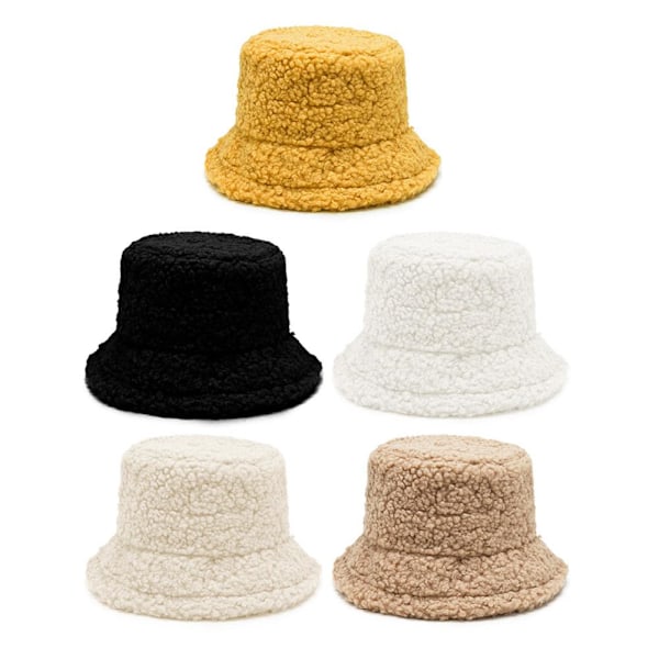 Enfärgad Lammull Fiskarhatt Varm Solhatt Vinter K4A0 beige One size