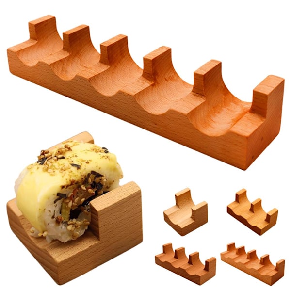 Sushi Taco-hållare i trä, U-formad Sashimi-tallrik, Sushi Hand Roll-hållare Sushi Display Rack Serveringsbricka, Sushi Serveringsbräda Taco Display S three-compartment 1pcs