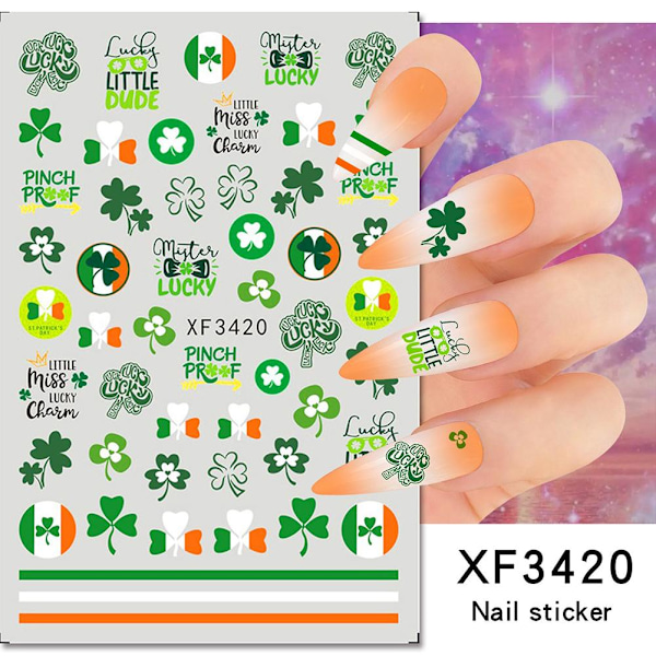 Grön Fyrklöver 3D Nagelstickers För DIY Manikyr Slider style 5 1pcs