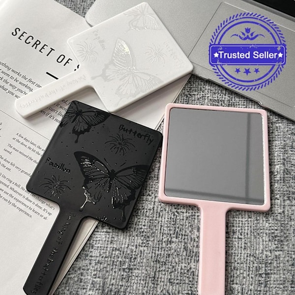 Handspegel Enkel Fjäril Handhållen Spegel Sminkspegel Skönhet C3z7 black One size