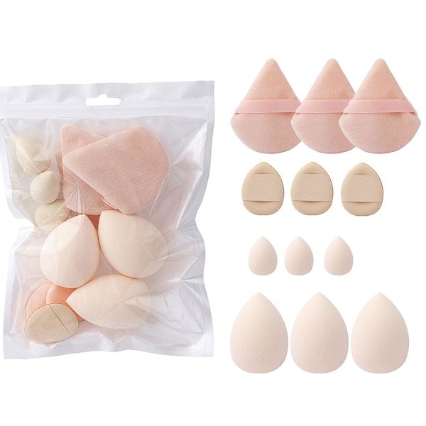 Pudersvamp Set Blå Skönhetsägg Svamp Luftkudde Icke-puder Smink Och Våt Användning Torr I0s5 Skin tone 12pcs