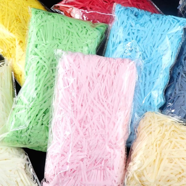 Strimlat silkespapper - Strimlat papper, flerfärgat raffiapapper, påskkorgsgräs - för presentförpackningar, korgfyllning och förpackning C 1pcs