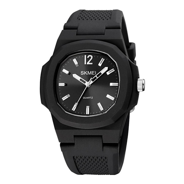 Sportmode Kreativ Hexagonal Student Kvarts Klocka Tonåring Svart Band Silikonklocka E2o1 Black One size