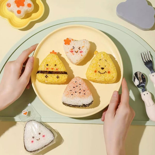 Risform för barn Bento Triangel Sushi Form Gör-det-själv Onigiri Form Japanska Bento Tång Tillbehör Q5u4 B 6pcs