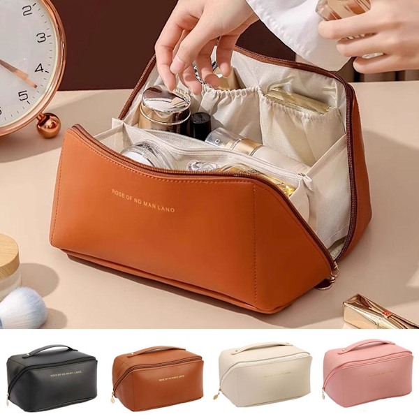 Molnkudde Sminkväska Handhållen Reseportabel Stor Sminkväska Förvaringsväska Toalett K5H2 mocha brown 1pcs