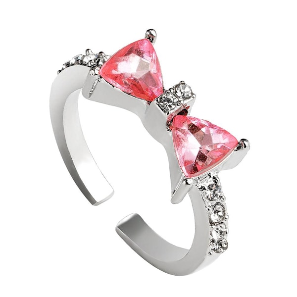 Rosa Kristall Zirkon Rosett Justerbara Ringar Dam Mode Smycken Bröllop C5 T4M4