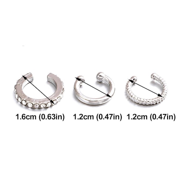 3st/set Dam Legering Örhänge Öronmudd Brosk Icke U4U7 W2I5 V3N1 ∫σ R6C4 Silvery B
