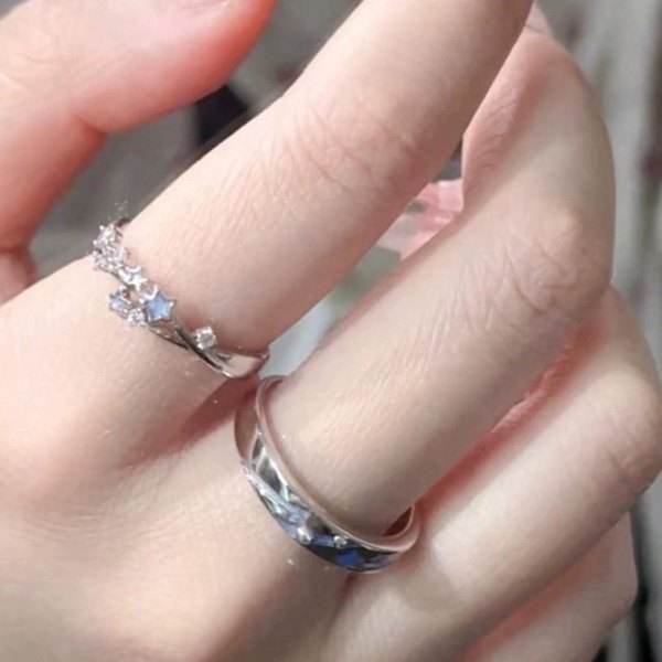 Ringar Stjärnklar Natt Par Nattlysande Ringar Eleganta Utsökta Ringar~ B8W4 J8 B3J6 2 pcs One size