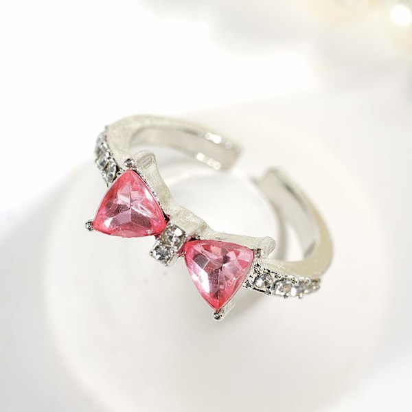 Rosa Kristall Zirkon Rosett Justerbara Ringar Dam Mode Smycken Bröllop C5 T4M4