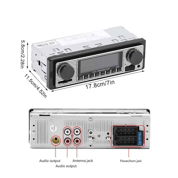 Vintage Bluetooth Bilstereo MP3-spelare Audio FM Aux Radio Mottagare USB Hot M1W7