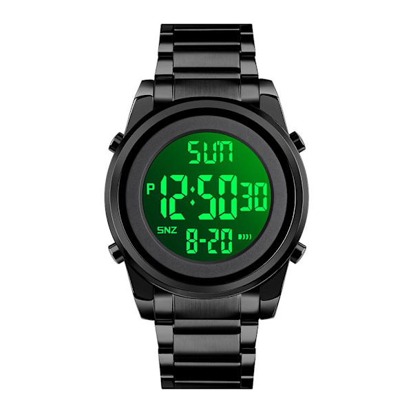 Minimalistisk Herrklocka i Rostfritt Stål Multifunktionell Digital Klocka Självlysande Vattentät I3b2 Black One size
