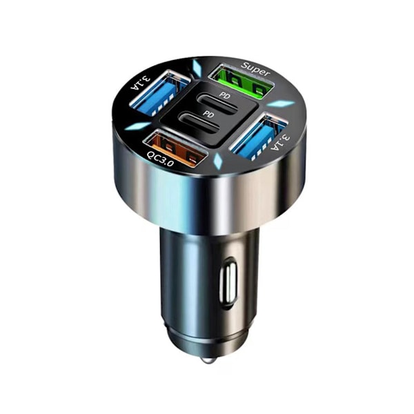 66W Billaddare 4 USB Typ C Snabbladdning Biltelefonadapter Med Digital D I9I8 2PD 4USB onesize