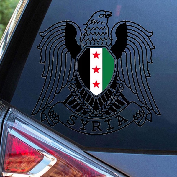 Syrien Flagga Syrisk Vapen Multi Storlekar Bildekal Självhäftande VBest V5P9 A18x17cm One size