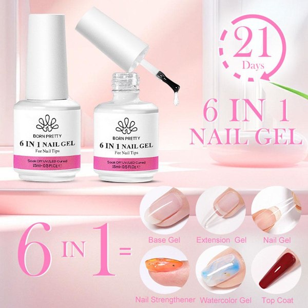 6-i-1 Multifunktionellt Nagellim Nagelkonst Förstärkt Snabb Lagningsvätska Förlängning N2