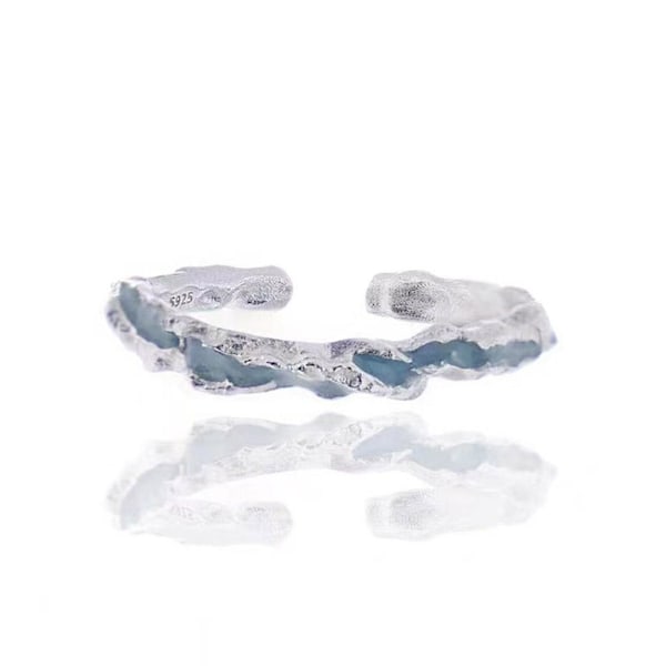 Blå Våg Armband Ring Nisch High-end Design Armband Mode Ring Mångsidigt Par W3J6 G 1pcs