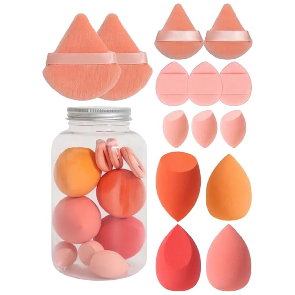 14 st Driftflaska Puff Set Vattendroppe Gourd Diagonal Skuren Puff Smink Ägg Set orange 14pcs