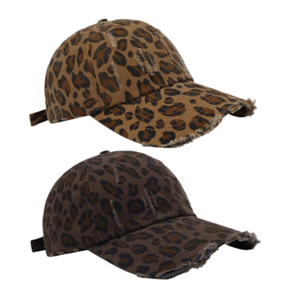 Basebollkeps Leopardmönster Retrostil För Kvinnor Trendig På Stan Cool Personlighet Får Ansiktet Att Se Mindre Ut Spetsig Hatt Solskydd khaki One size