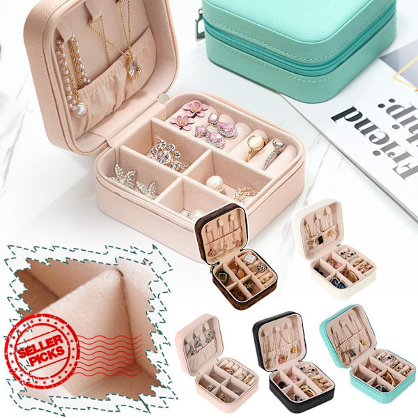 Resefodral Organizer Mini PU Läder Förvaring För Ringar Örhängen Halsband Box Z8B5 Block Brown Black 1PC
