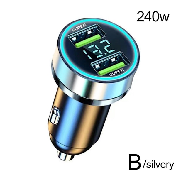 Snabb Billaddare 2 USB-Portar Universal Socket Adapter För iPhone 240W Het Silver 240w one size