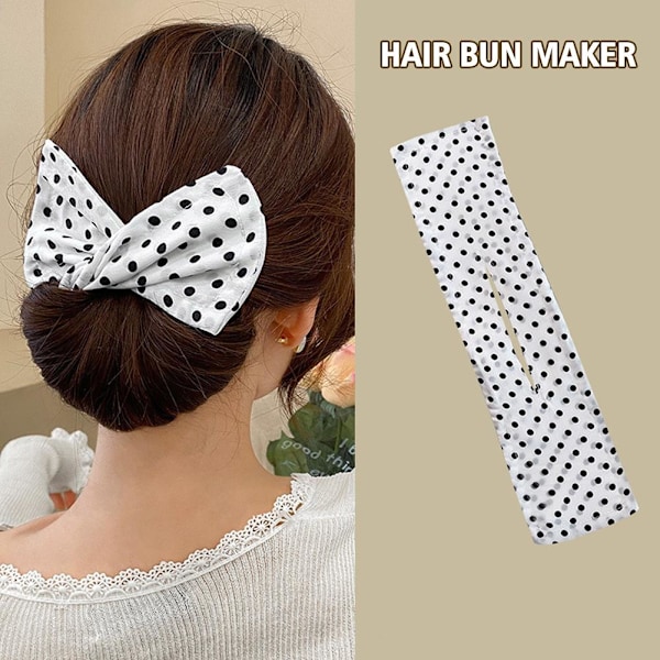 Kvinnor Lazy Hair Curler Magic Bun Maker Styling DonutBow Band Former Twist ♤♤ black polka dots one-size