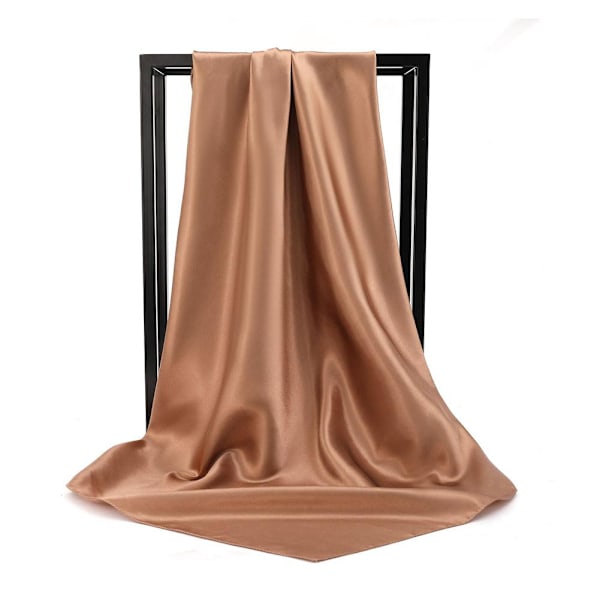 90 cm Dam Sidensatin Sjal Färg Hijab Huvudduk Hårinpackning r F1Y2 khaki 90*90cm
