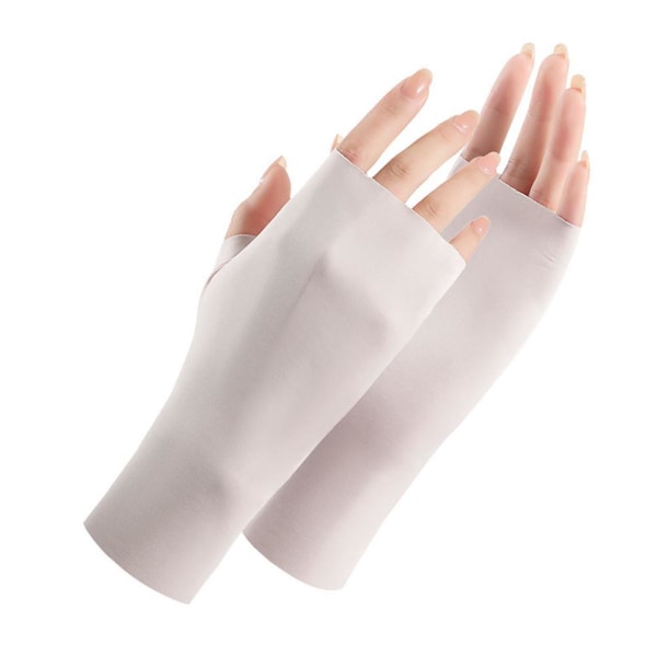 Fingerlösa damhandskar för solskydd, sommarhandskar, UV-skyddshandskar, svala handskar i is-silke för utflykter beige one size