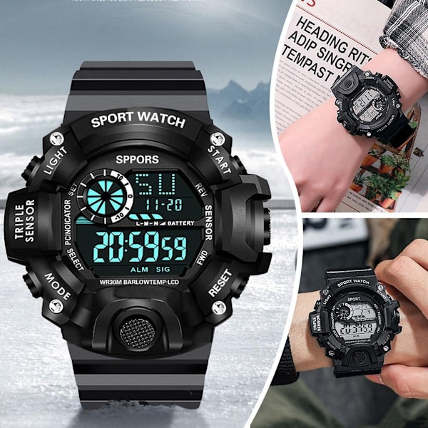 Digital Lysande Unisex Sport Vattentät Klocka Herrklockor Mode Damarmbandsur A7K9 Green One size