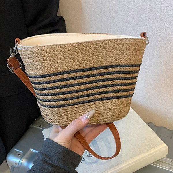 Enkel Retro Sommarvävd Crossbody Väska för Dam, Mångsidig Modeväska Axelremsväska E2d4 Beige&Khaki One size