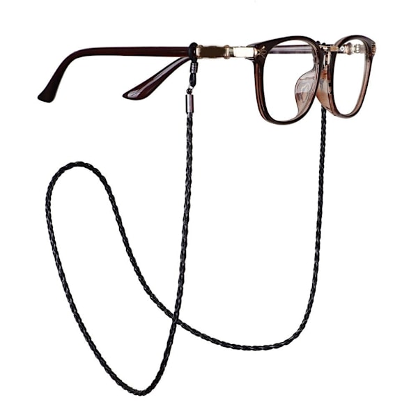 Retro Vävd Glasögonrem Anti-tappad Sport Glasögon Anti-halk Twist Vävd PU Läderkedja O0r5 black one-size