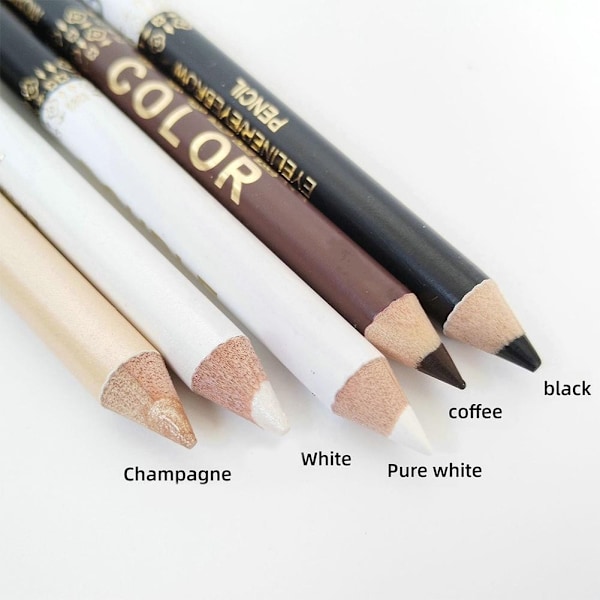 2-i-1 Eyelinerpenna Vattentät Mjuk Långvarig Dubbelanvändning Svart Eyeliner Champagne +white 1.1g
