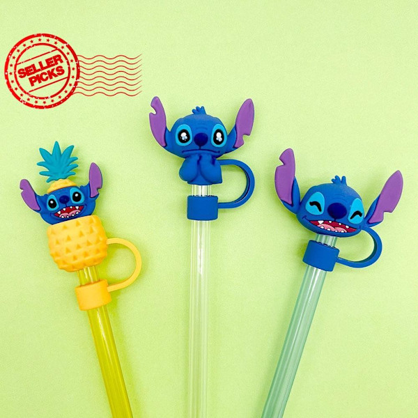 Stitch Serie Tecknad Tredimensionell Sugrörshatt Damm 10mm Plugghölje Sugrör E5f5 C 1pcs
