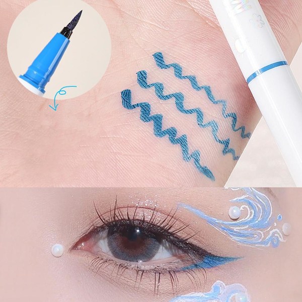 Färgglad Flytande Eyeliner Penna Makeup Vattentät Långvarig Matt Eyeliner P O9F6 03 # Sapphire Blue 1.5g