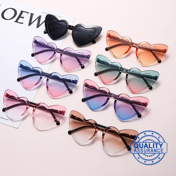 Hjärtformade Solglasögon Dam Mode Oversize Shades Glasögon Sommar Solskydd Resa I2r7 Tea One size