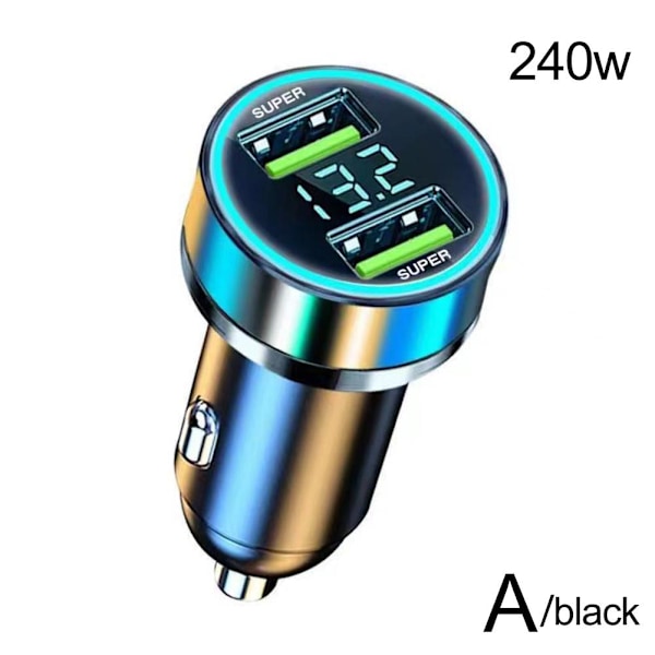 Snabb Billaddare 2 USB-Portar Universal Socket Adapter För iPhone 240W Het black 240w one size