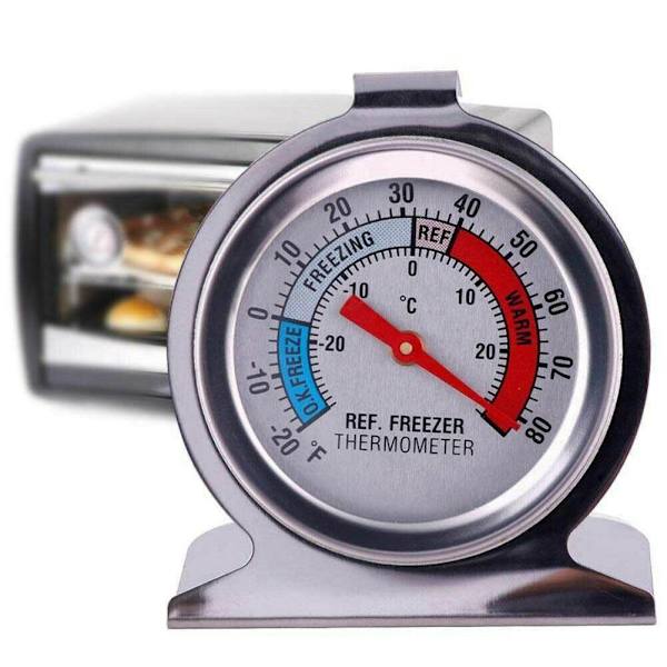 Kylskåpstermometer i stål med urtavla för frys, temperaturmätare U.K-Fast