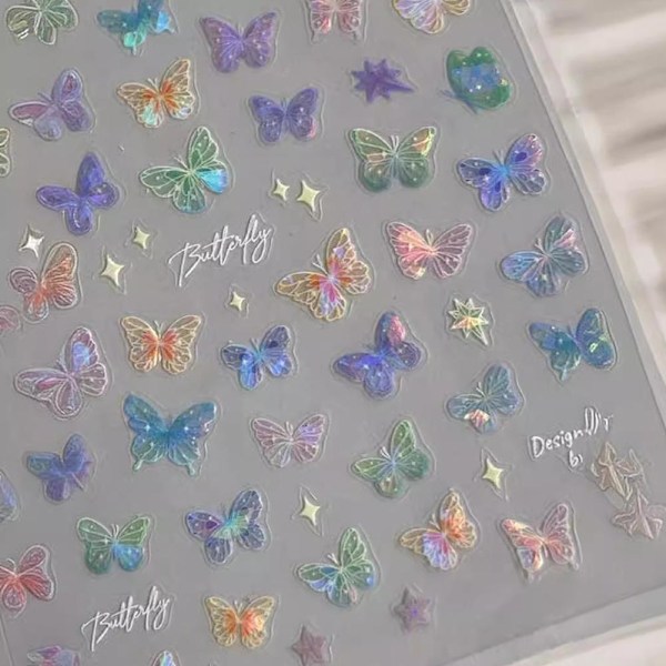 Shell Light Fjärils Nagelstickers Japanska Fjärilsvingar Romantiska Fjärils Nagelstickers 1st style 2 1pcs