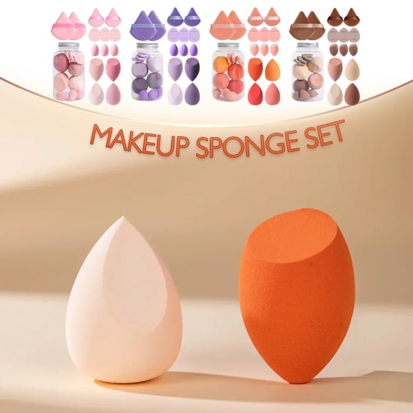 14 st Driftflaska Puff Set Vattendroppe Gourd Diagonal Skuren Puff Smink Ägg Set brown 14pcs