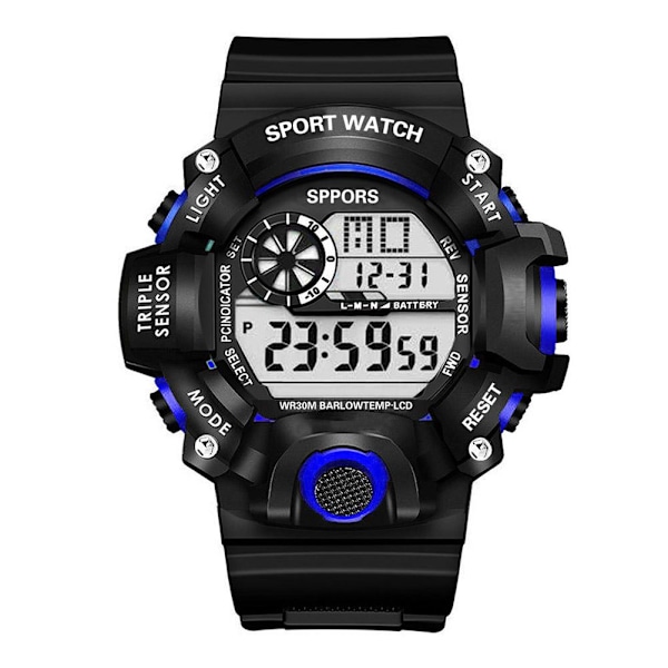 Digital Lysande Unisex Sport Vattentät Klocka Herrklockor Mode Damarmbandsur A7K9 Blue One size
