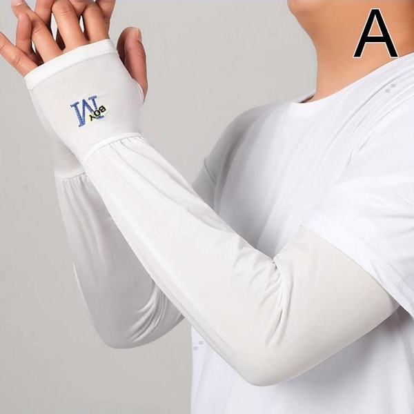 Unisex Långa Halvfingerhandskar Armskydd Sol UV-skydd Arm Ice Cover` A9R9  gray2 48*11cm