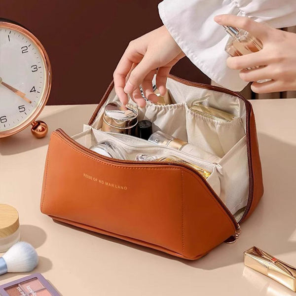 Molnkudde Sminkväska Handhållen Reseportabel Stor Sminkväska Förvaringsväska Toalett K5H2 mocha brown 1pcs