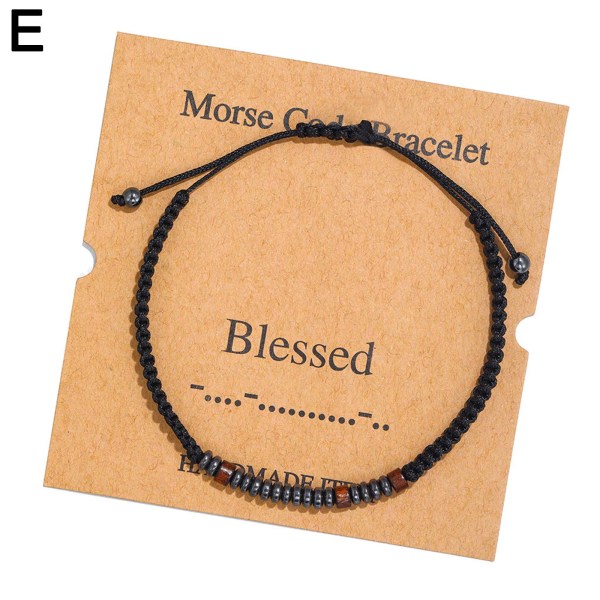 Inspirerande Morse Code Armband Black Beaded Wrap Chain Women blessed One-size