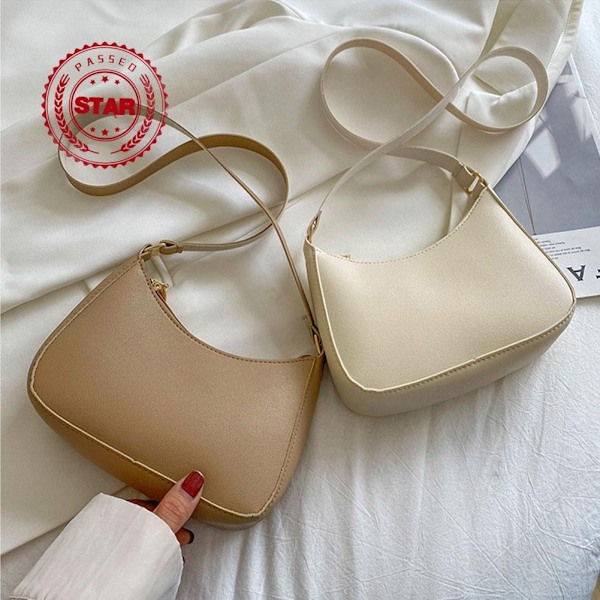 Fashion PU Läder Crossbody Väska Dam Enfärgad Väska Mångsidig Underarmsväska Axelväska P8k6 Khaki onesize
